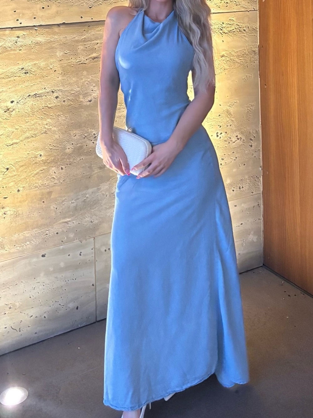 Zara Light Blue Denim Maxi Dress
